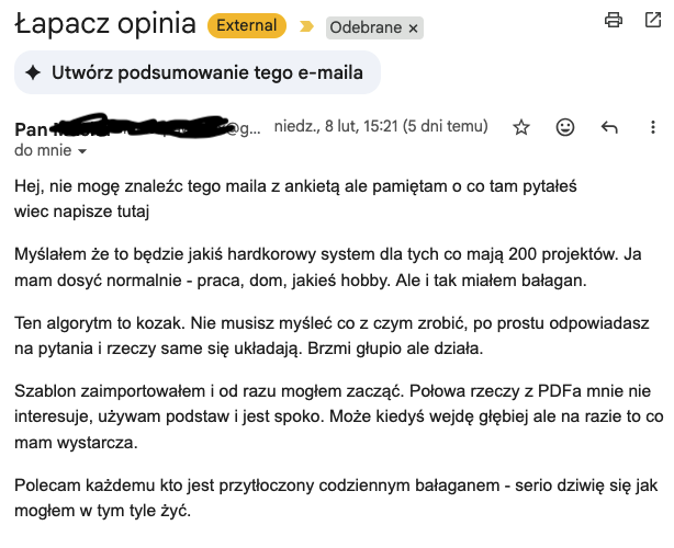 Opinia klienta